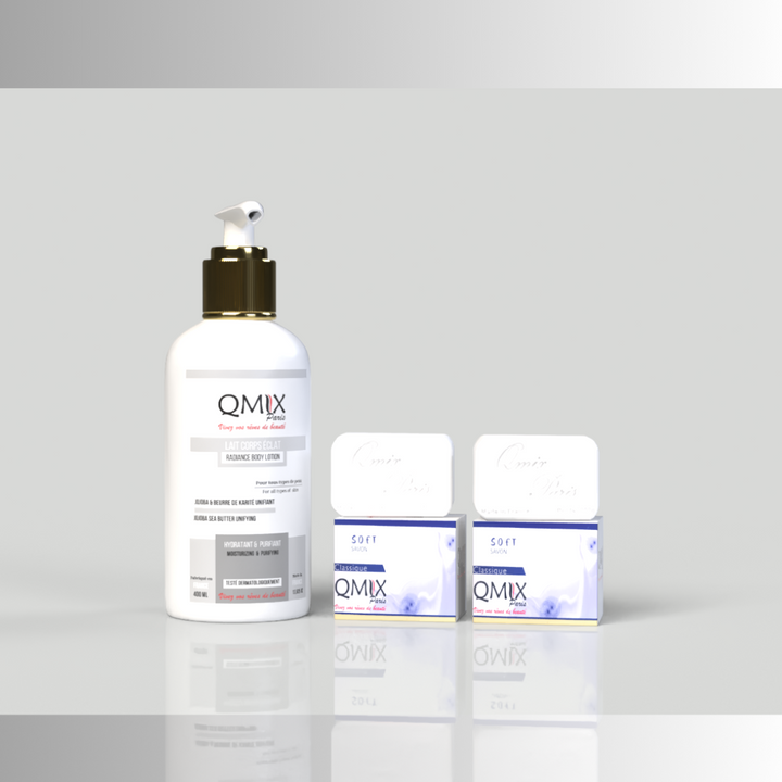 Lait Jojoba et beurre de Karité + 2Savons Classique ™ Qmix-Paris
