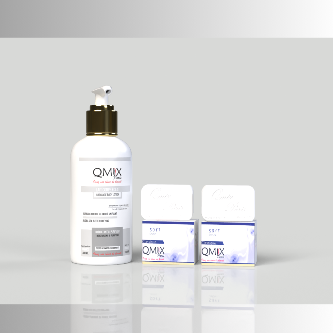 Lait Jojoba et beurre de Karité + 2Savons Classique ™ Qmix-Paris