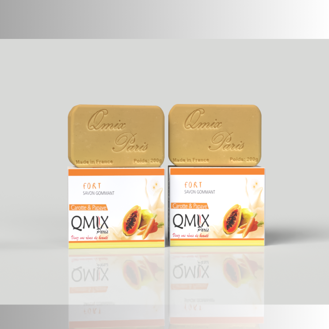 Savon gommant fort Carotte & Papaye ™ Qmix-Paris 2 Pcs