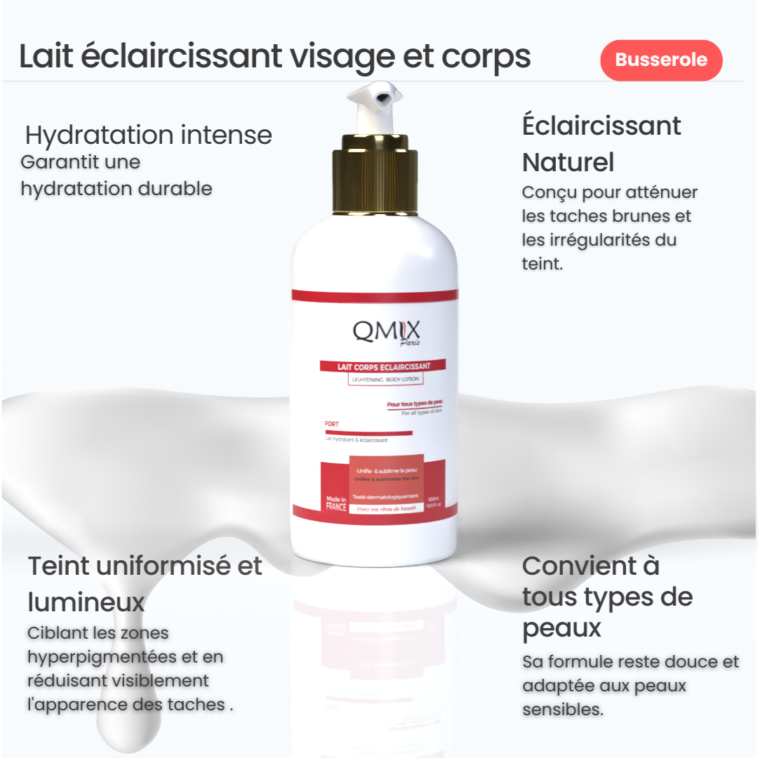 Lait Extra Lait corps extra écliarcissant à la Busserole + Lot deux Savons Gomman ...