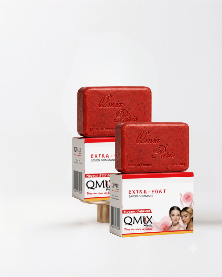 Savon gommant extra fort au noyaux d'abricot ™ Qmix-Paris 2 Pcs