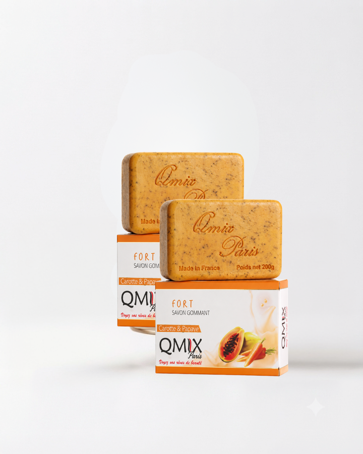 Savon gommant fort Carotte & Papaye ™ Qmix-Paris 2 Pcs