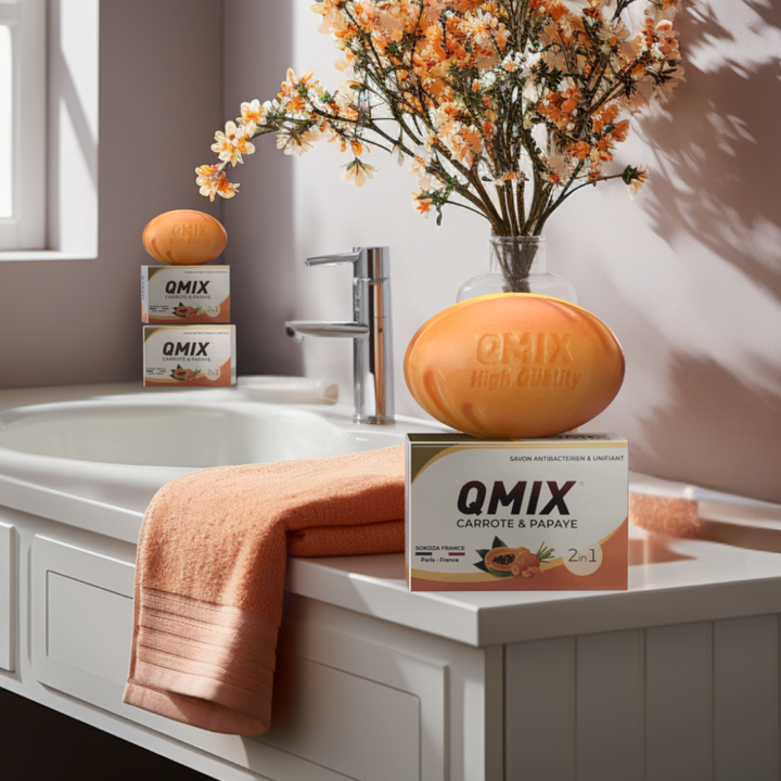 Lot de 4 Savons Antibactériens et Unifiants à la Carotte et Papaye 🥕🍈(1savon=200g)