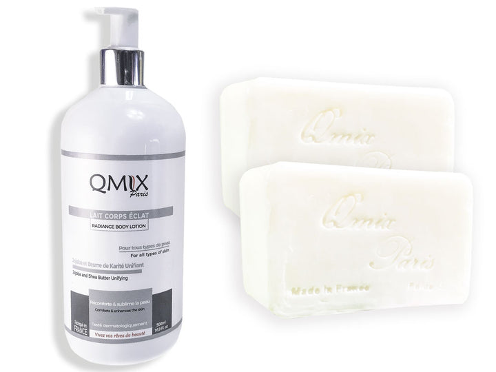 Lait Jojoba et beurre de Karité + 2Savons Classique ™ Qmix-Paris