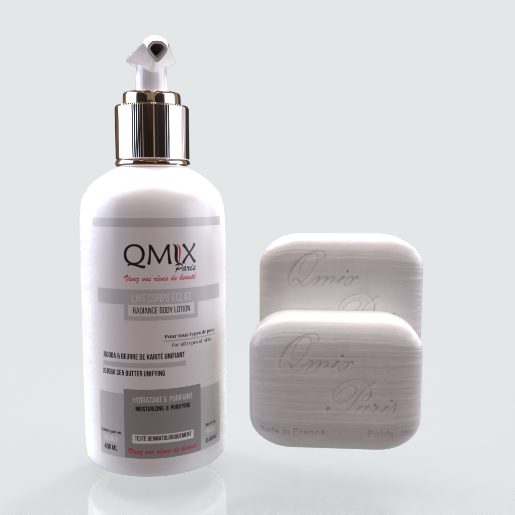 Lait Jojoba et beurre de Karité + 2Savons Classique ™ Qmix-Paris
