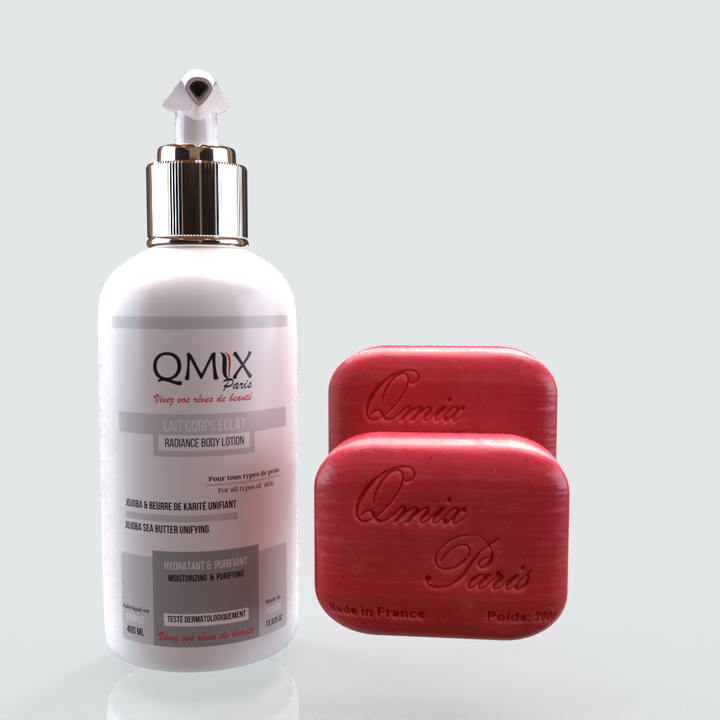 Lait Jojoba et Beurre de Karité + Lot deux Savons Gommant aux Noyaux d'abricot